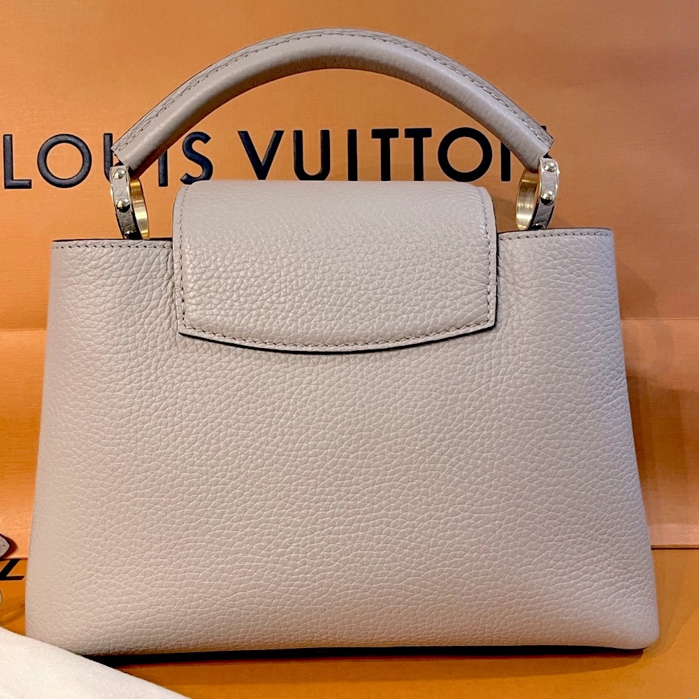 Louis Vuitton Capucine BB Taurillon Leather Iconic Bag Purse Taupe Galet Pebble - Picture 5 of 15